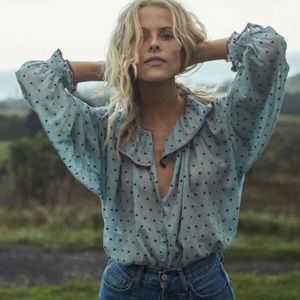 Doen Jemma Top Azure Swiss dot XL